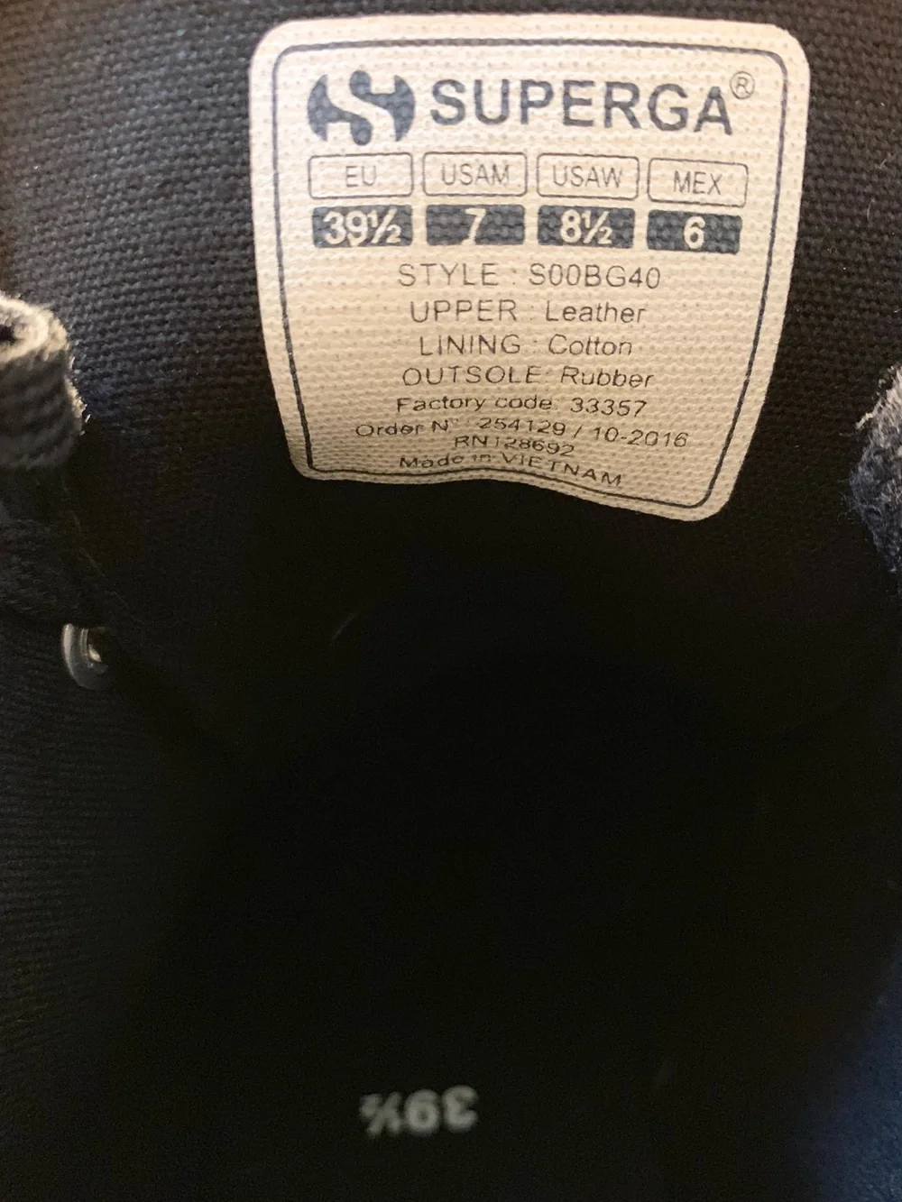 NWT Superga High-Top Black Leather Sneakers. Size 8.5 Women’s